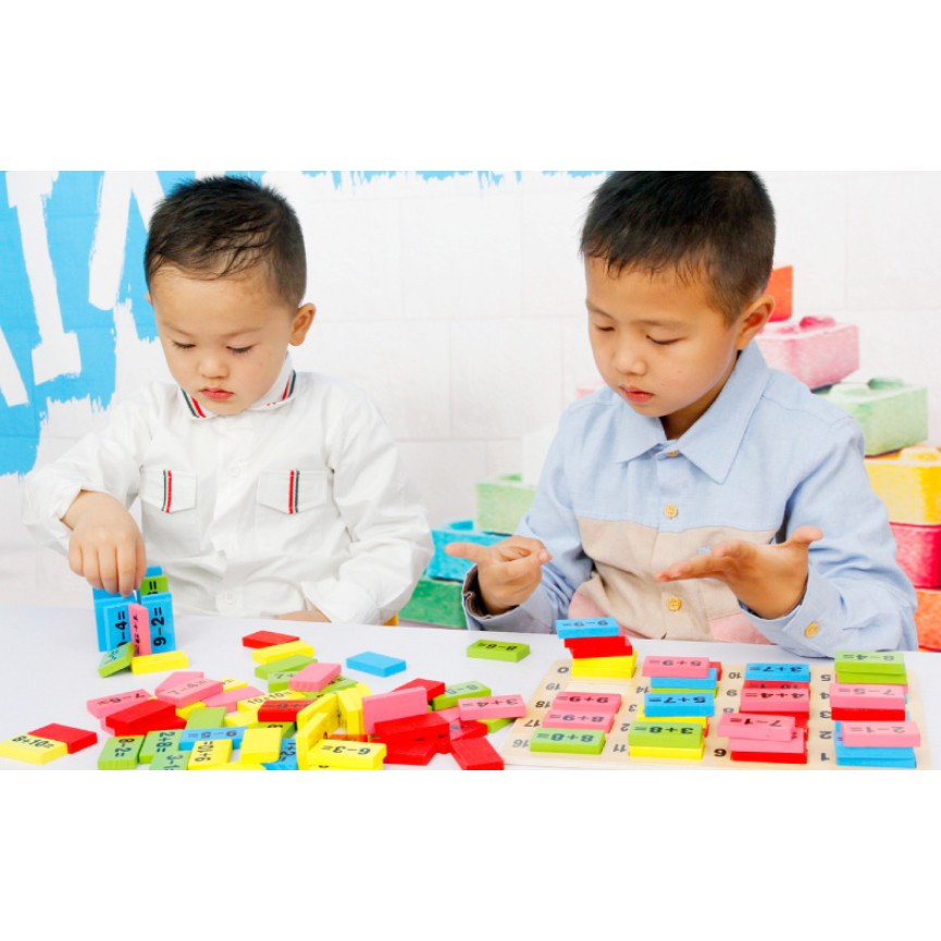 Mainan Edukasi Kayu MATEMATIKA / Puzzle Kayu Anak Belajar Berhitung / Building Blocks DOMINO Edukasi