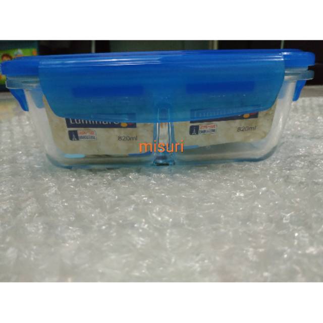 Luminarc Pure Box Rect Active 820ml 1+1(bersekat)