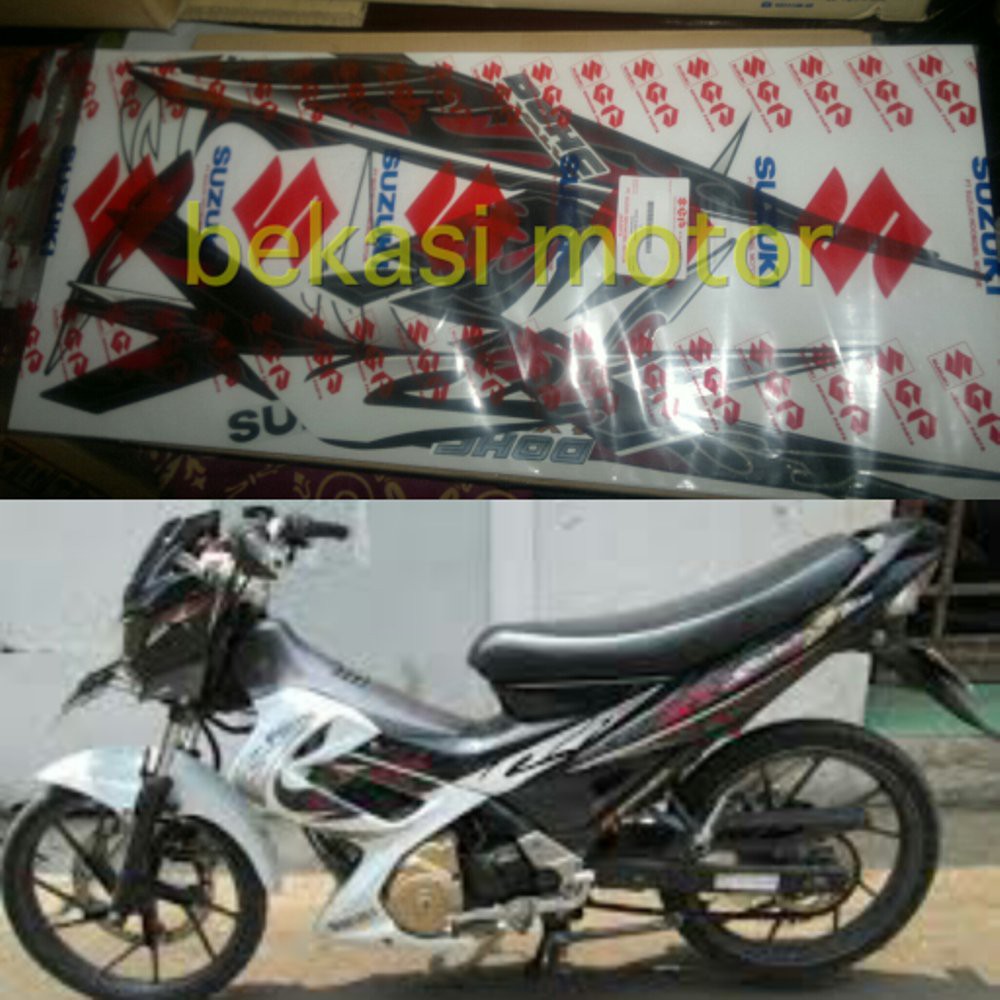 striping stiker batik api hitam putih satria fu 2010 original