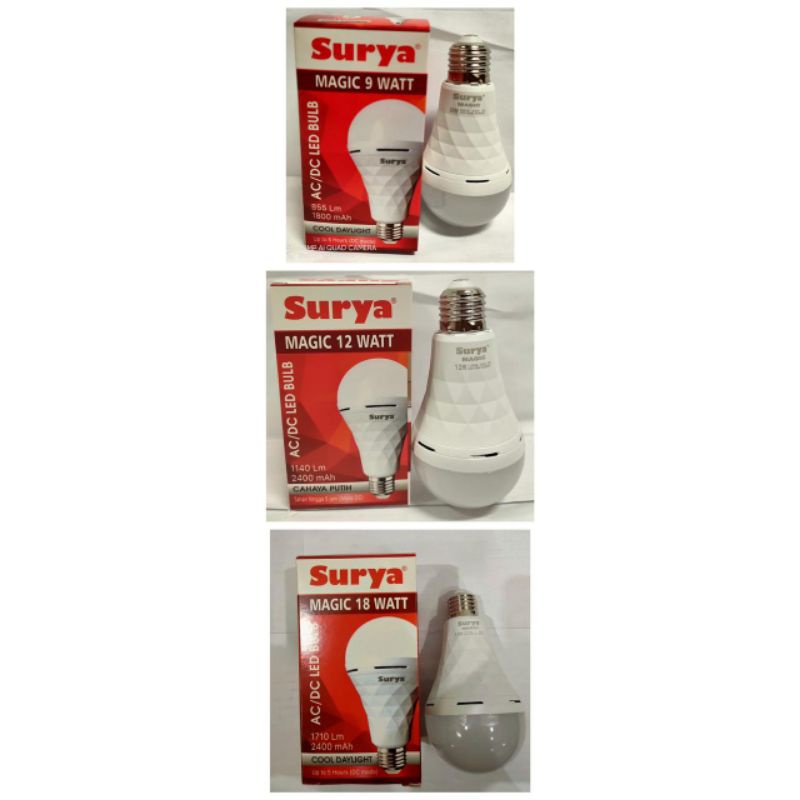 lampu emergency led SURYA MAGIC 9 - 12 - 18 WATT - lampu darurat 2 fungsi rechargeable