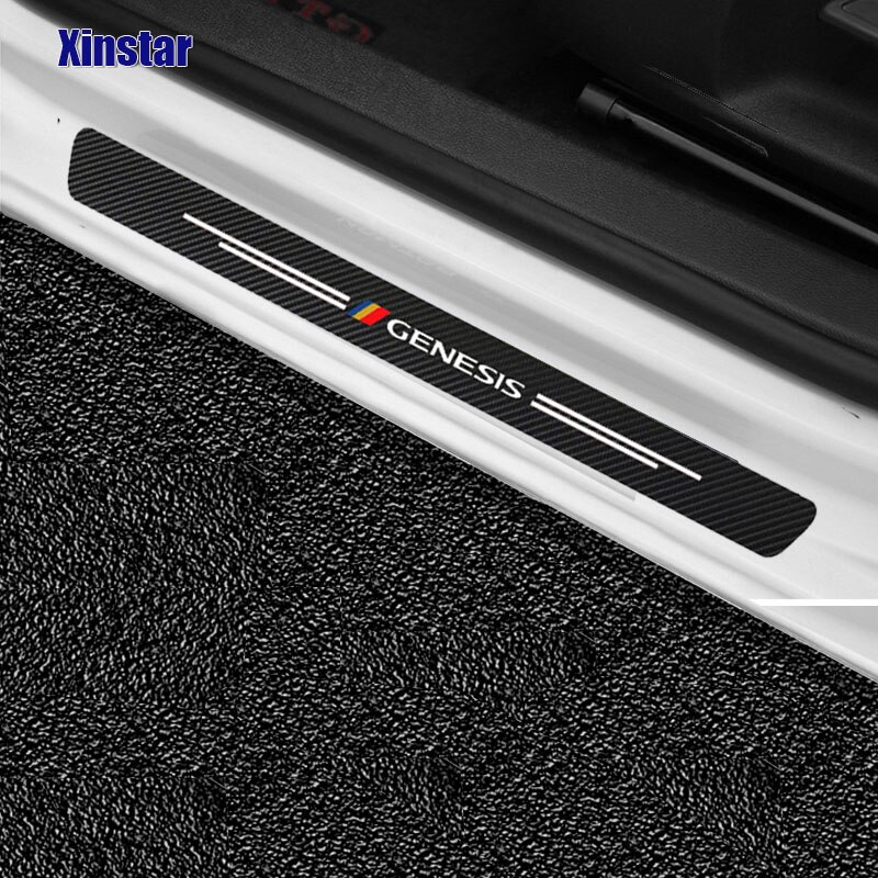 4pcs Sill Pelindung Pintu Mobil Bahan Carbon Fiber Untuk Hyundai Genesis