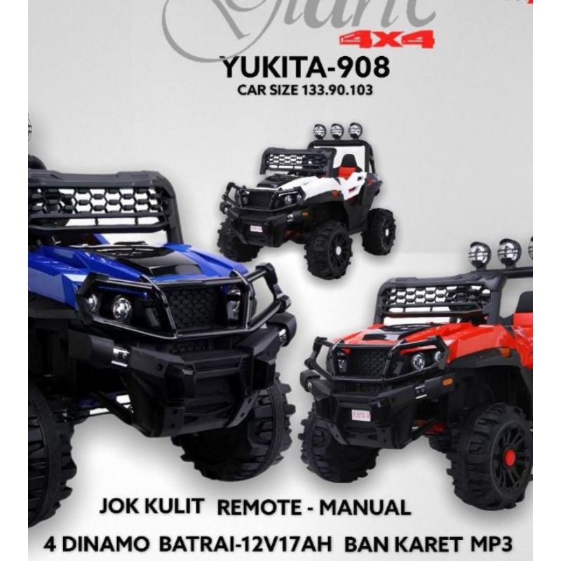 MOBIL AKI YUKITA 908 BAN KARET JOK KULIT AKI 12VOLT~MAINAN MOBIL AKI ANAK