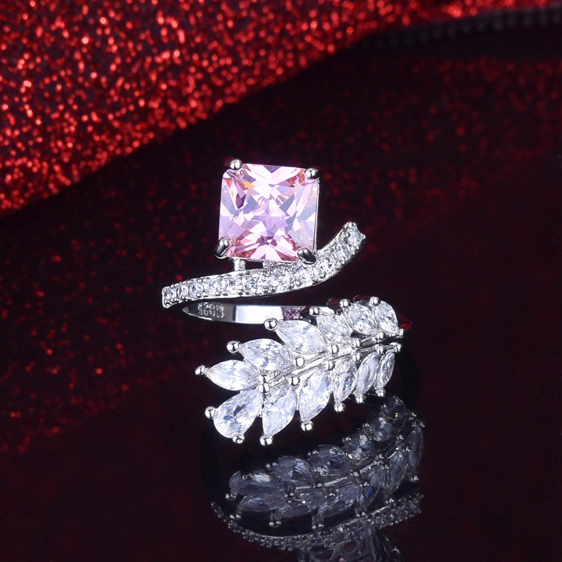 Cincin Sterling Silver 925 Hias Kristal Kubik Zirconia AAA Mewah Berkilau Untuk Wanita