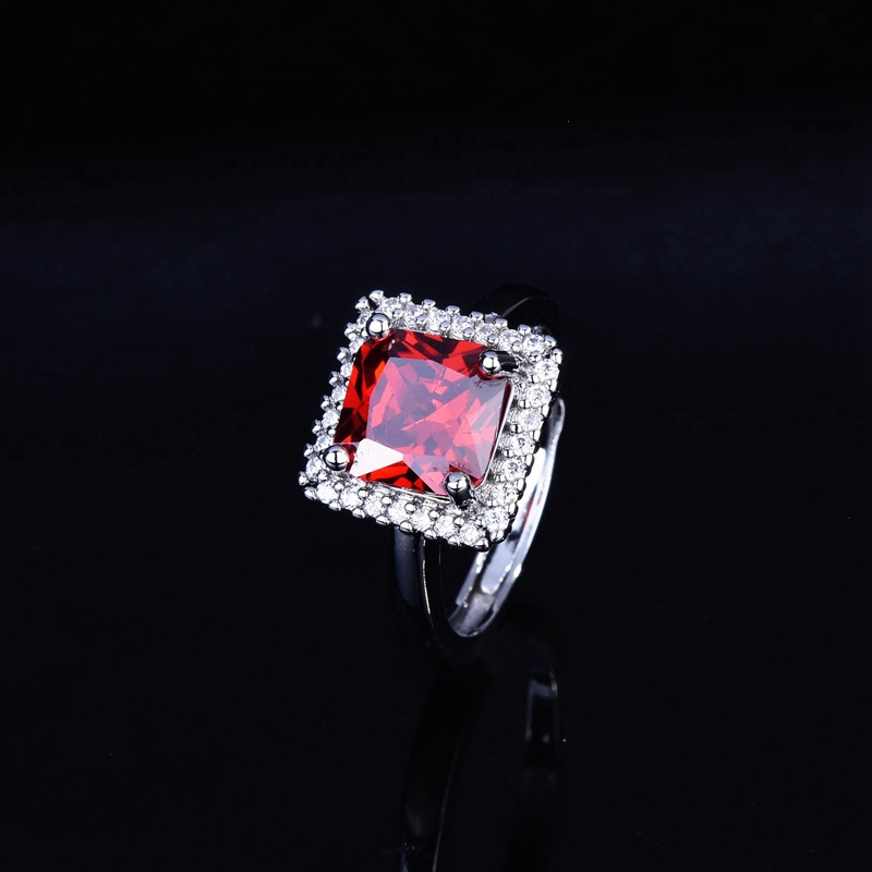 Fancyqube Cincin 925 Silver Hias Cubic Zirconia Ruby Merah Untuk Wanita