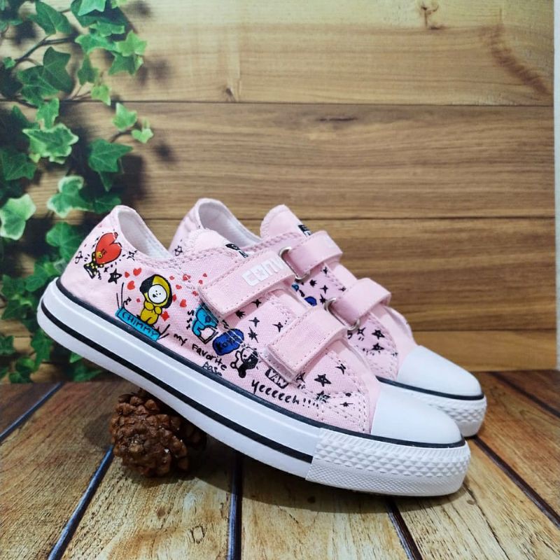 ready&gt;&gt;&gt; sepatu anak perempuan converse bts bt 21 anak warna ping untuk usia 1 sampai 10 tahun