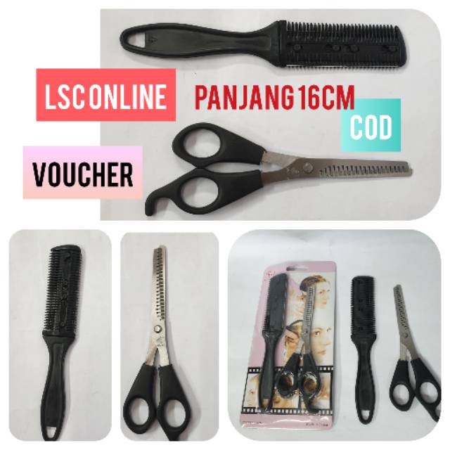 GUNTING RAMBUT SASAK BABAT BAGUS  STYLISH STEEL SCISSORS DAN PISAU CUKUR 2IN1MURAH ZIG ZAG