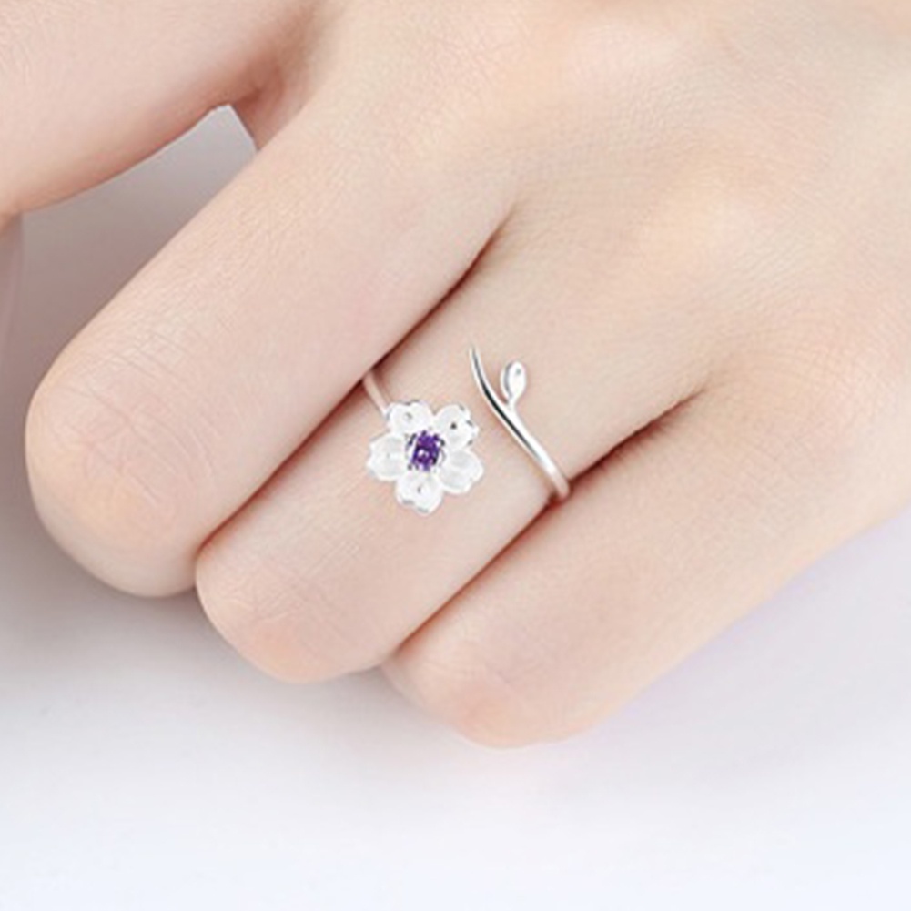 Hu Hu Hu Hu Hu Alat Bantu Pasang Kacamata♡ Cincin Wanita Model Terbuka Bahan Sterling Silver 925 Desain Bunga Sakura Untuk Hadiah Ulang Tahun