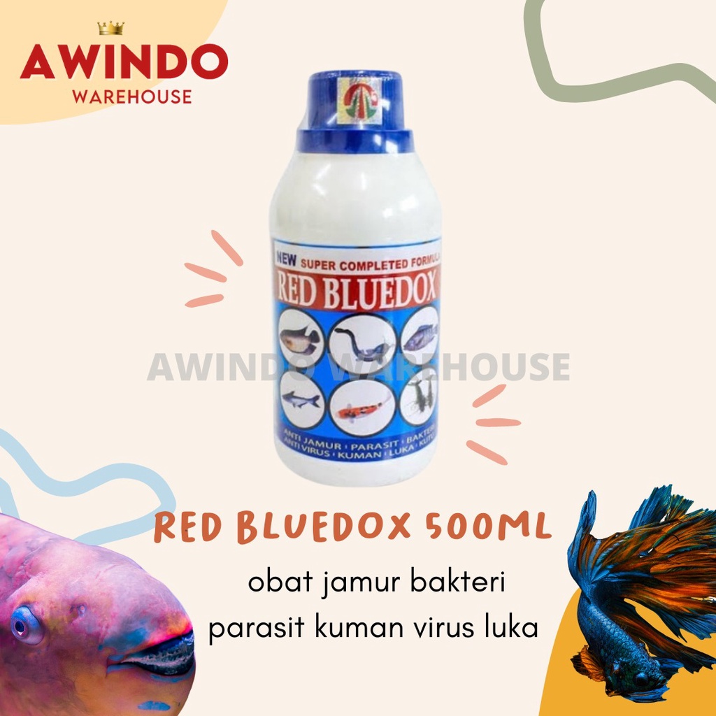 RED BLUEDOX 500ML - Obat Ikan Anti Jamur Parasit Bakteri Kuman Virus 500ml BESAR