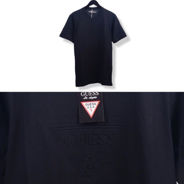 Kaos Baju T-Shirt Pria Guess Embos Hitam