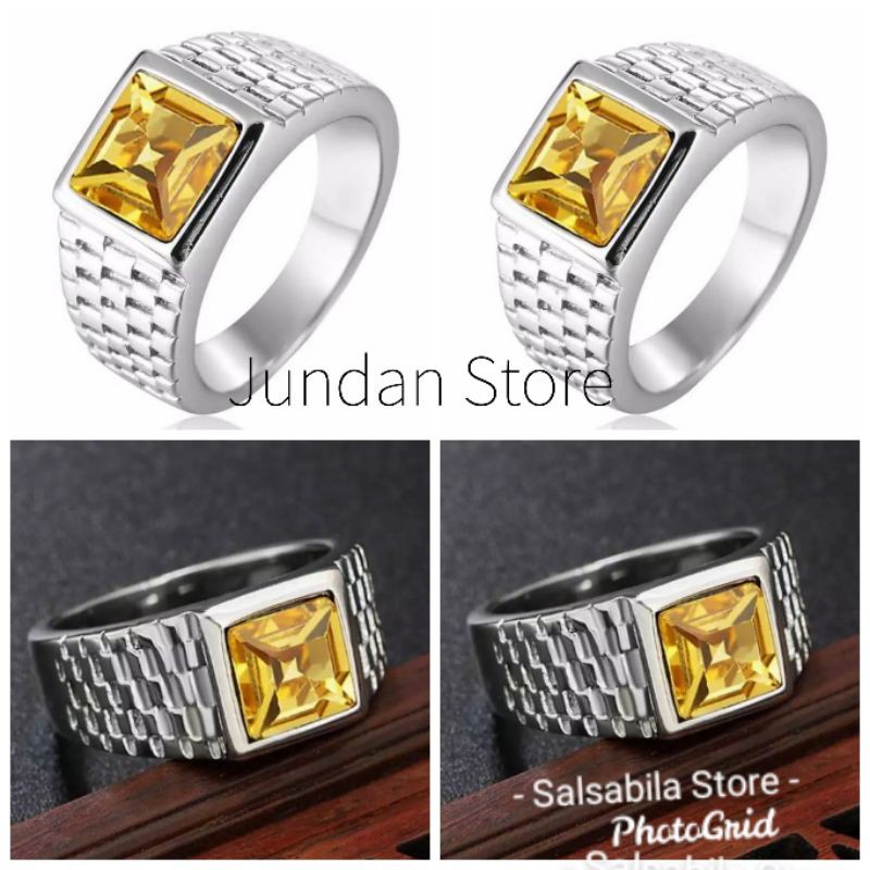Cincin Pria Dan Wanita Batu Yellow Sapphire Catam Top Colour