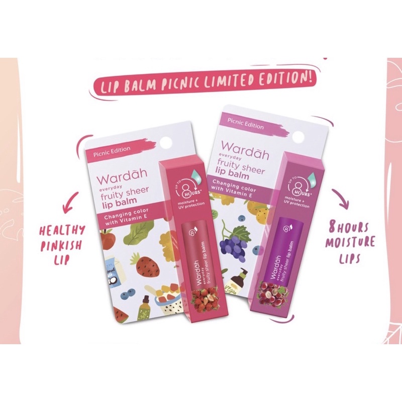 Wardah Everyday Fruity Sheer Lip Balm / Wardah lip balm strawberry / Wardah lip balm grape