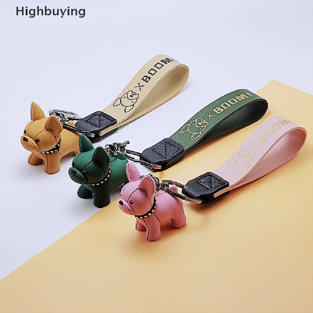 Hbid 1pc Gantungan Kunci Bentuk Anjing French Bulldog Bahan Kulit PU Untuk Tas Wanita