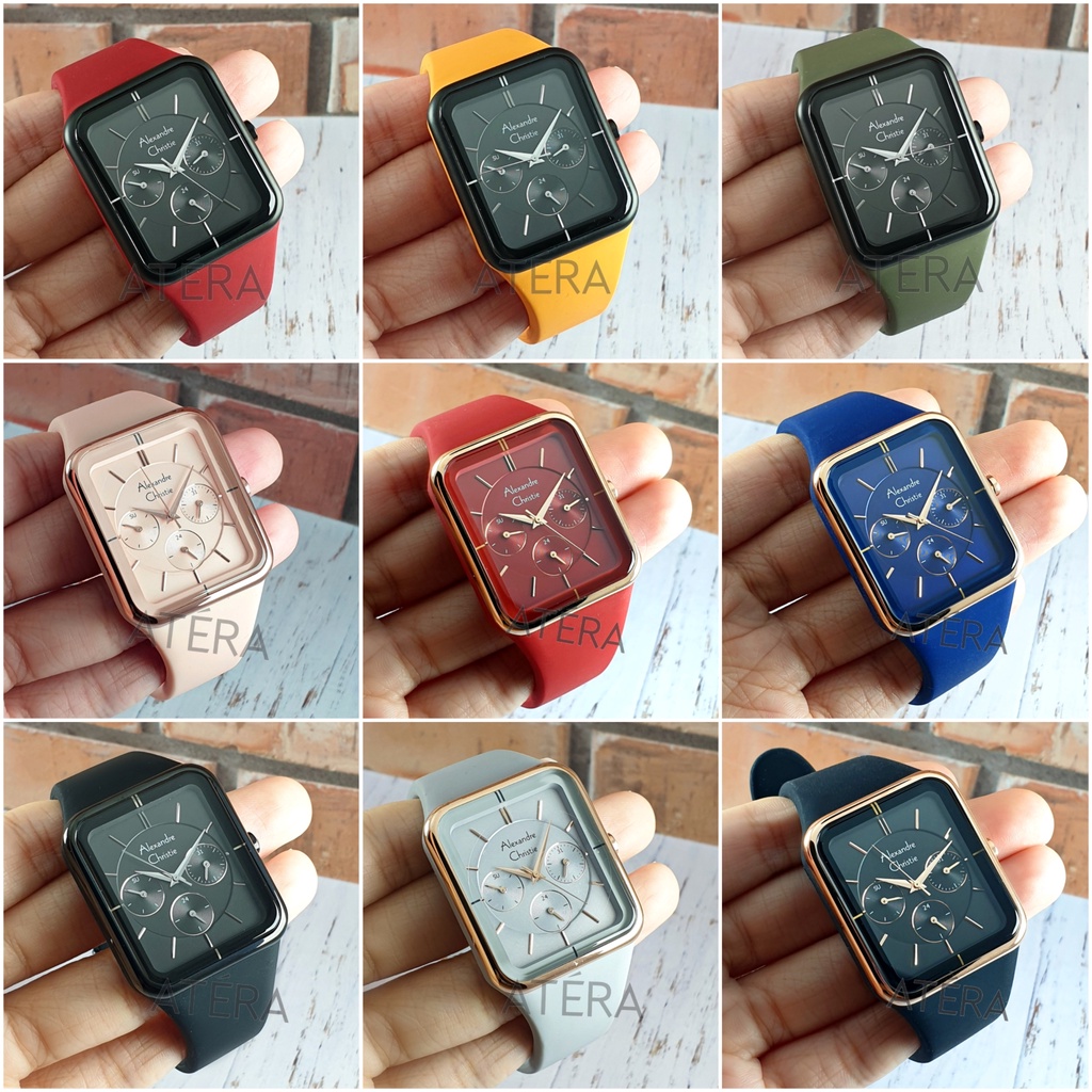 ALEXANDRE CHRISTIE AC 2744 WANITA ORIGINAL / JAM TANGAN CEWEK ALEXANDER AC2744 RUBBER ROSEGOLD BLACK