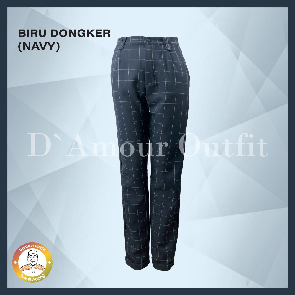 Celana Baggy Pants Panjang Motif Kotak Kotak Wanita Pinggang Karet Pakaian Kerja Formal Kantoran Clana Bahan Cewek Tartan Polos Kantor Dewasa Anak Slim Fit Highwaist Perempuan Korean Style Cewe