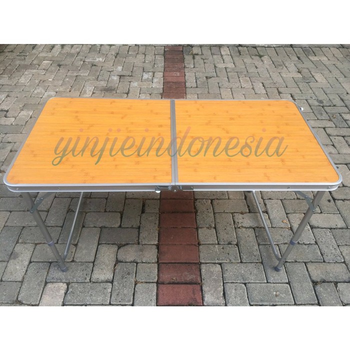 MEJA LIPAT KOPER HPL ALUMINIUMMEJA LIPAT PORTABLE  KAKI BULAT