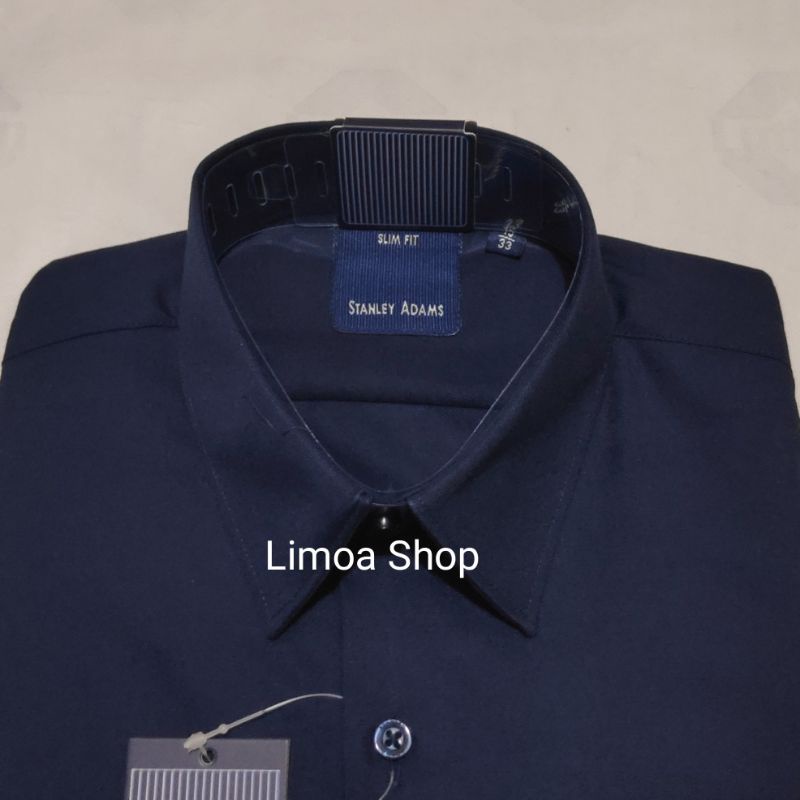 Kemeja Pria Formal STANLEY ADAMS Slim Fit Lengan Panjang Biru Navy KSA 07