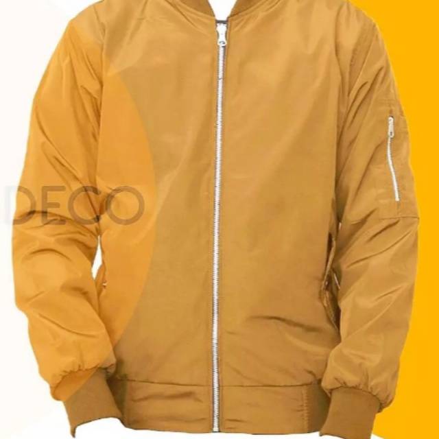 Jaket bomber polos kuning - jaket bomber pria bolak balik - jaket pilot terbaru pria