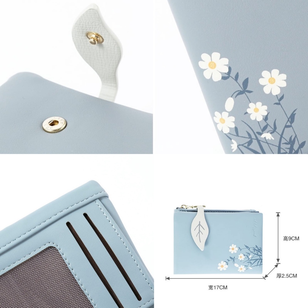 DOMPET LIPAT WANITA PREMIUM KOREA KULIT BIRU HONAWA WA505B2 IMPORT MINI LUCU SLOT KARTU UANG KOIN KECIL SIMPLE BATAM BRANDED FASHION REMAJA KEKINIAN MURAH CEWEK