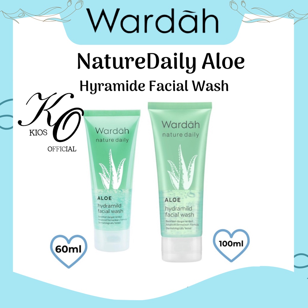 Wardah Nature Daily Aloe Hydramild Facial Wash 60ml &amp; 100ml | Gel Pembersih Wajah