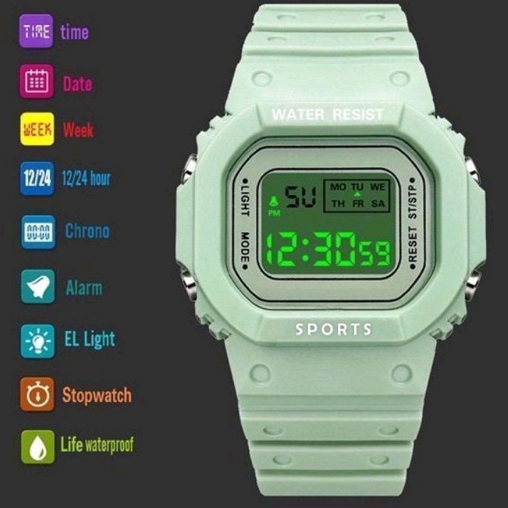 JAM TANGAN DIGITAL PASTEL MACARON RUBBER (BEPINK OFFICIAL)