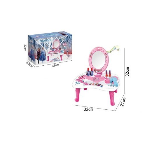 Mainan Dandan Koper Lipat Dresser Table Toys Meja Rias Make Up Frozen