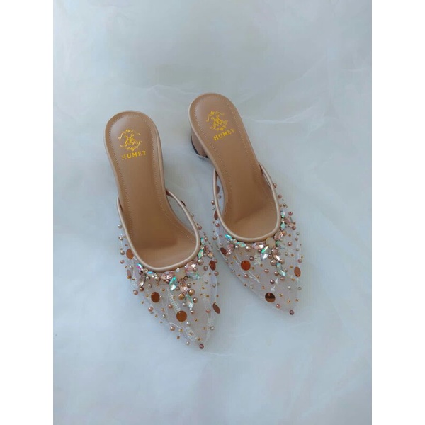 wedding shoes sepatu payet sandal pesta 5 cm sandal wanita
