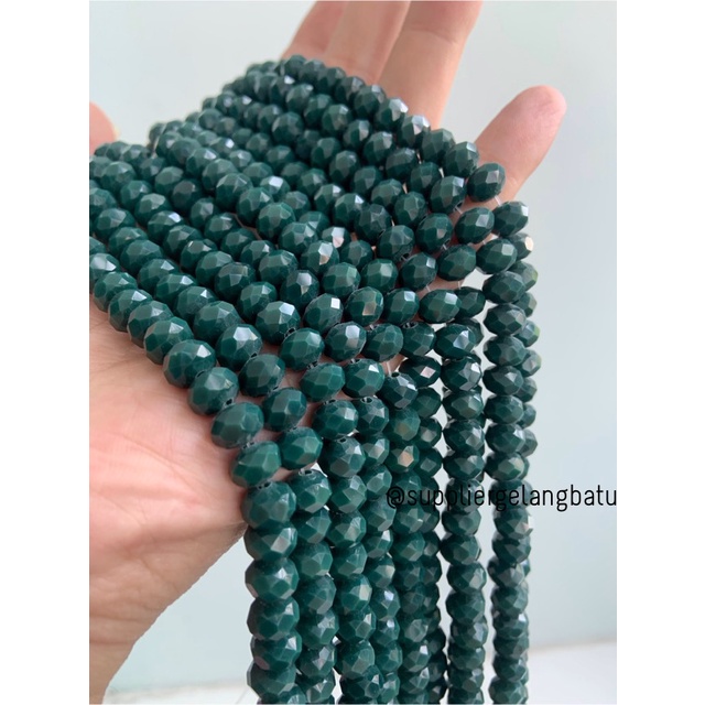 Crystal Ceko Doft 8mm HIJAU TUA DARK GREEN bahan craft manik donat