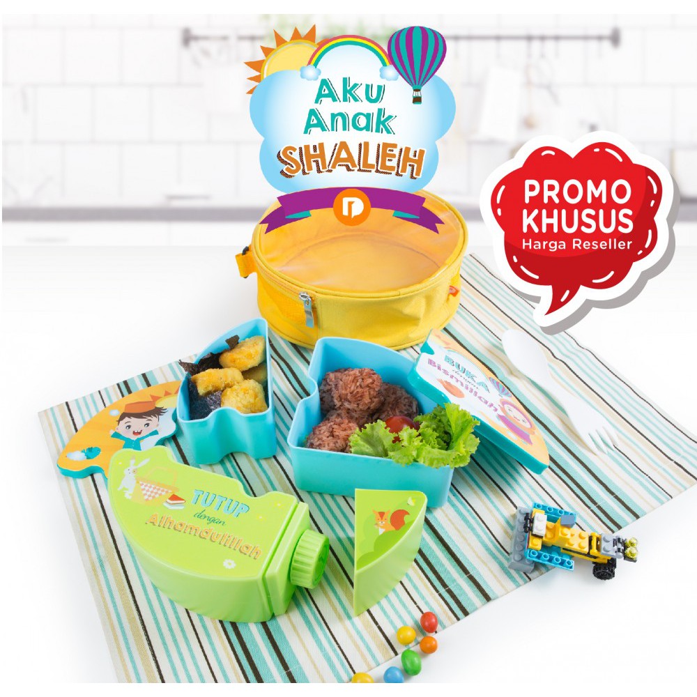 Puzzle Lunch Box Kotak Bekal Makan Anak Set Botol Air Minum Dengan Tas