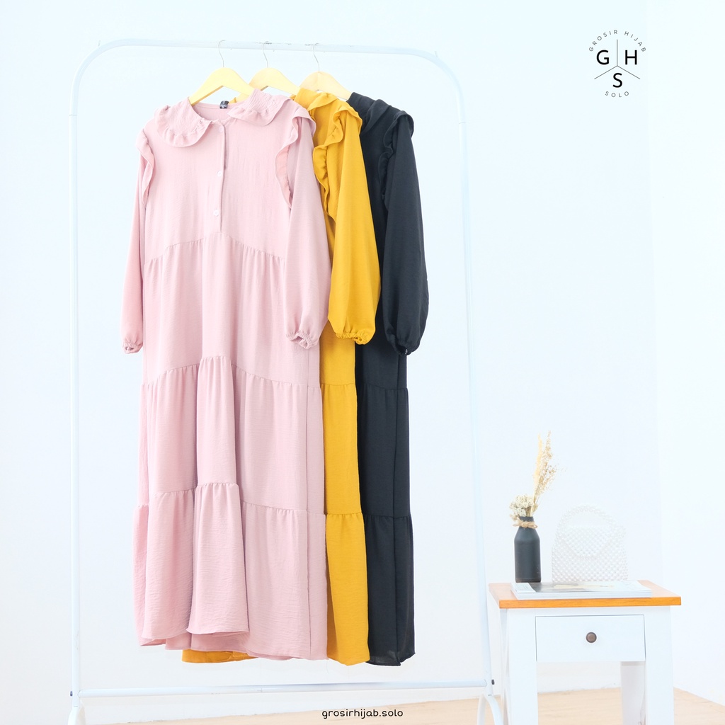 (MSB) GAMIS VIVY MIDI DRESS REMAJA WANITA CRINCLE AIRFLOW