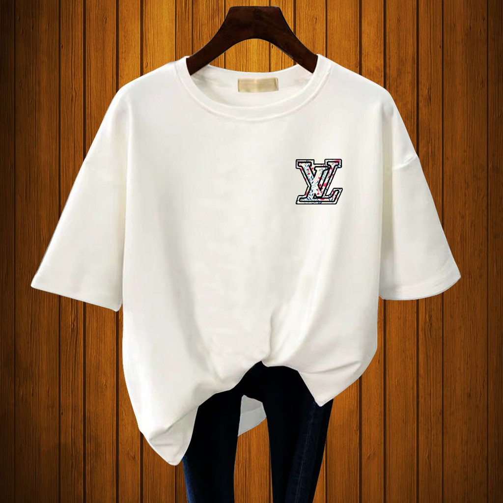 CALVIERO SHOP - BAJU KAOS PRINT L VEE FLOWERS PATTENTS ATASAN WANITA DEWASA