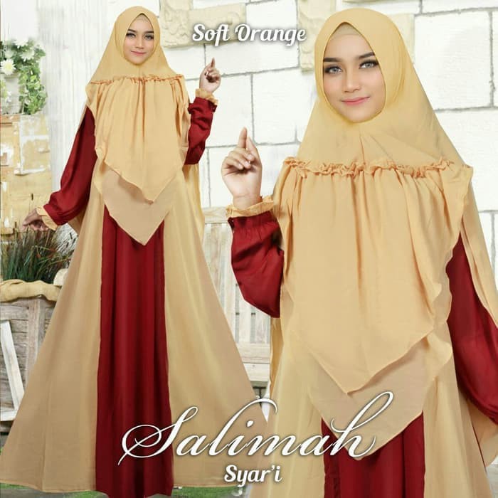 GAMIS MUSLIM WANITA TERBARU SALIMAH / BAJU GAMIS BUSUI PESTA ORANGE /GAMI SYARI PESTA MUSLIM TERBARU