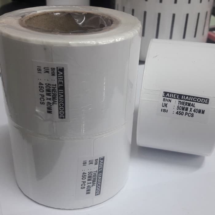 Label Thermal 50x40 isi 450 Stiker Timbangan Buah Digital Core 2 inch 3 inch Label Cetak Nama Barang
