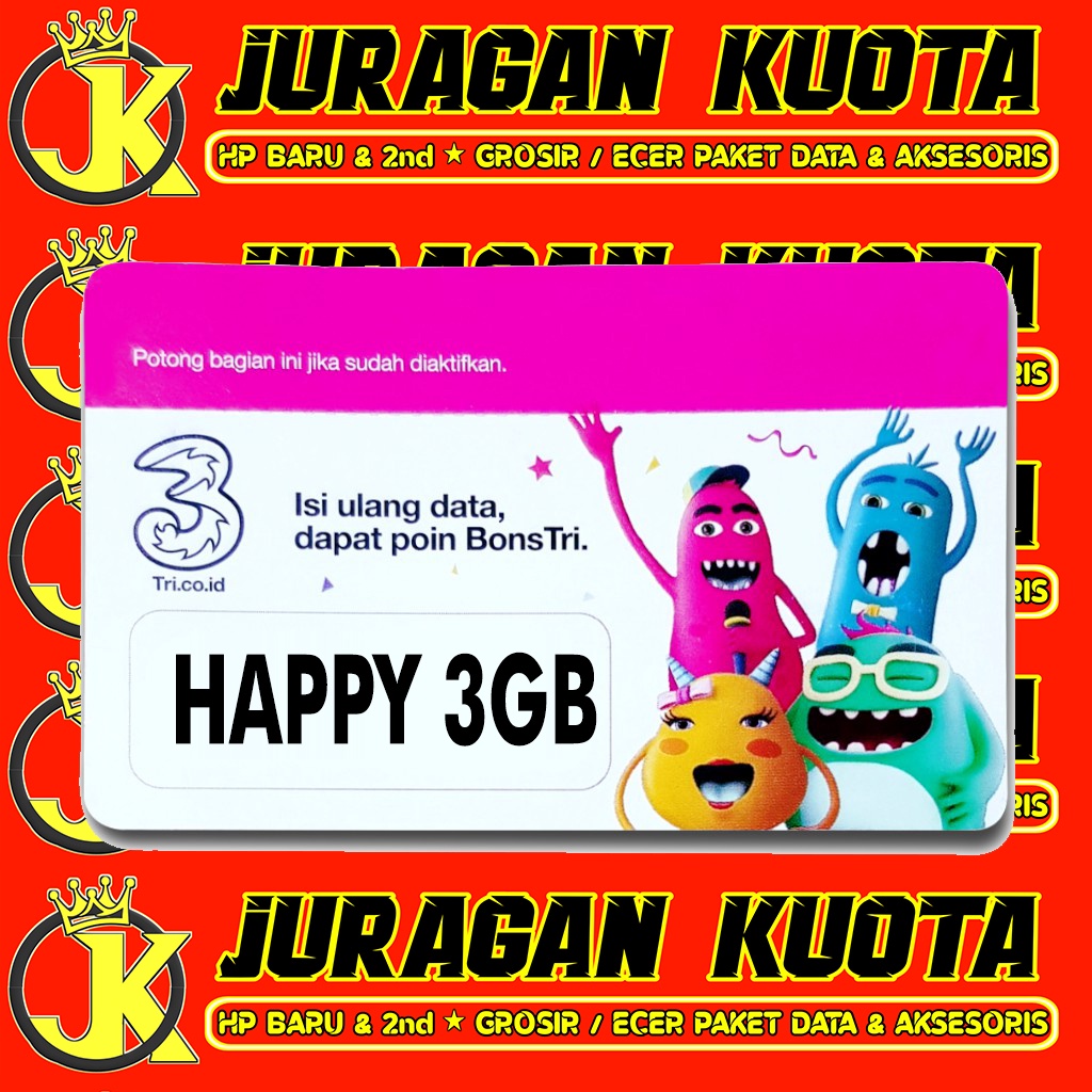 VOUCHER PAKET DATA 3 (THREE) HAPPY 3GB - VOUCHER THREE HAPPY