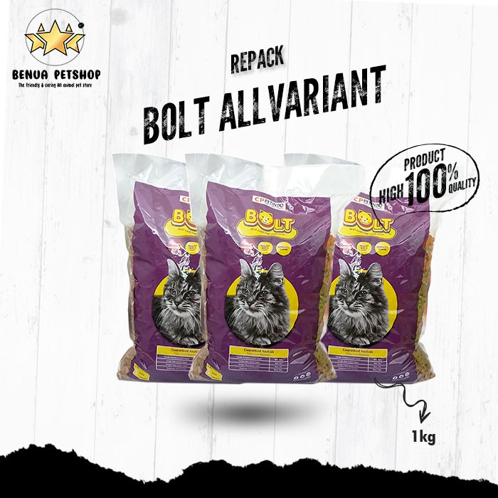 Makanan Kucing kering murah BOLT 1kg All Varian