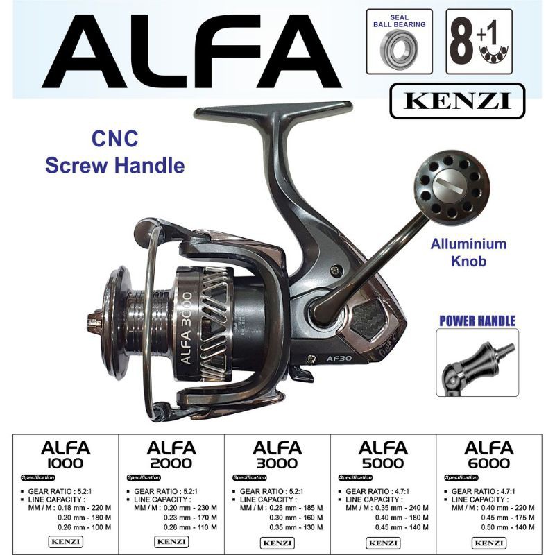 Reel KENZI ALFA 1000 seal ball bearing power handle