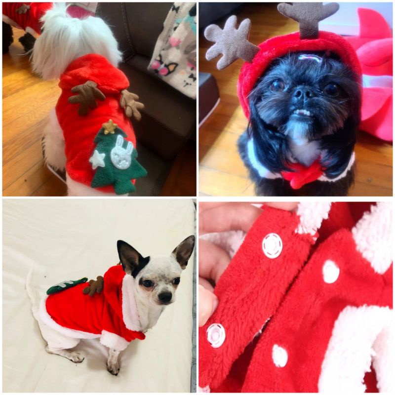 Baju Anjing Kucing Natal Pet Clothes For Christmas Elk Tree Vest Hoodie