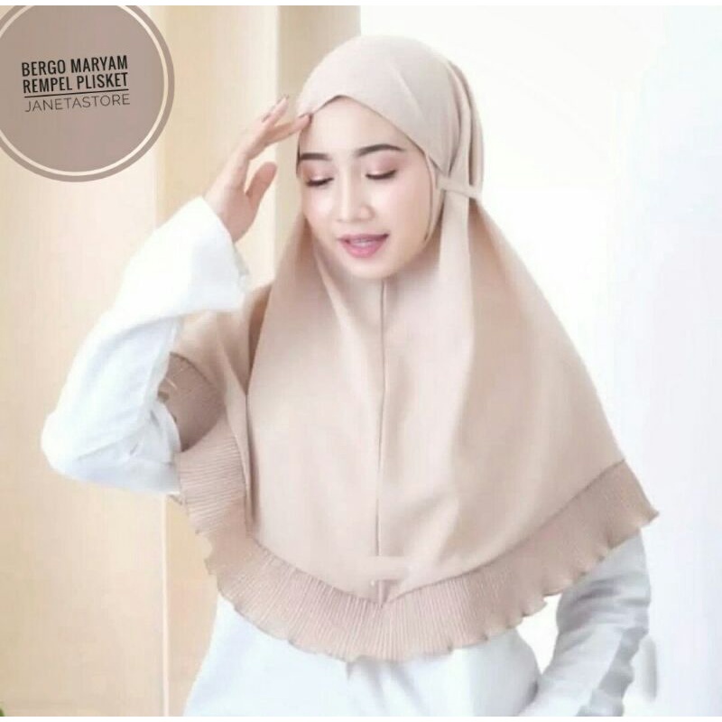 Bergo plisket tali non pet / idola hijab bergo maryam plisket kombinasi