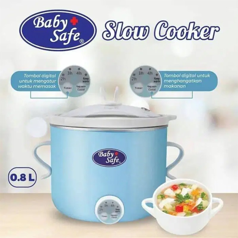 Slow Cooker Baby Safe Digital LB007 Blue 0.8L Perlengkapan Bayi Garansi Resmi 1th