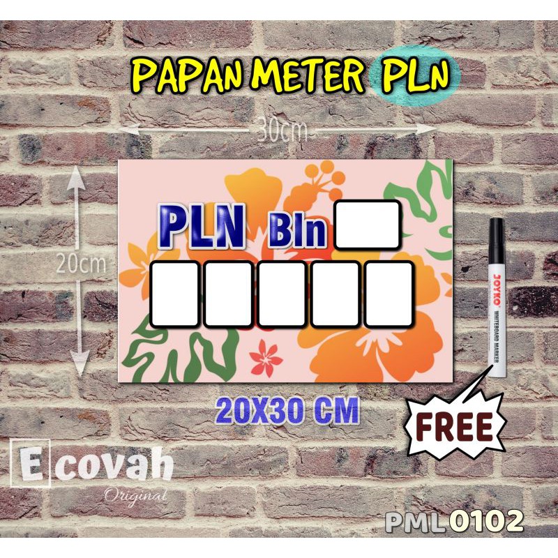 

Ecovah Papan Meter Listrik PLN PAM motif Unik - Floral 02