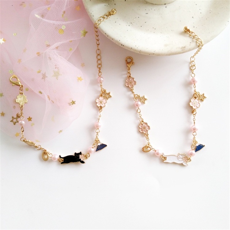 Gelang Rantai Mutiara Adjustable Bahan Metal Gaya Korea Untuk Wanita