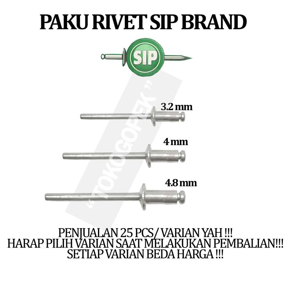 SIP BRAND 640 540 440 BLIND RIVET - PAKU RIVET BERKUALITAS ( 25PCS )