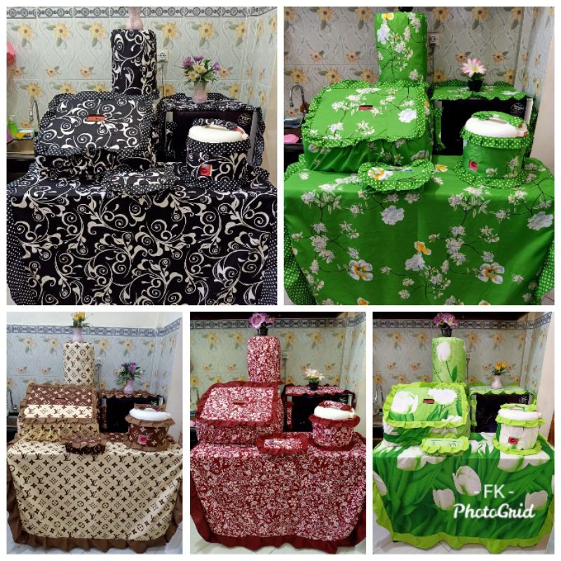 Home Set Kitchen Set Taplak Meja Makan Cover Kulkas Sarung Galon Tudung Saji