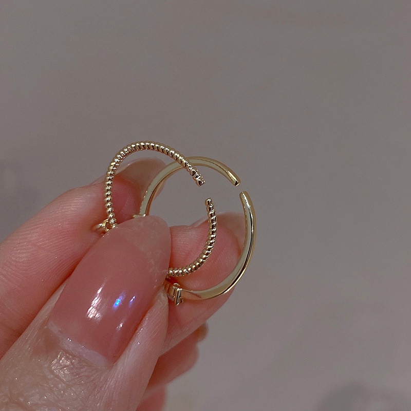 2pcs / Set Cincin Jari Telunjuk Bentuk Hati Gaya Korea Untuk Wanita