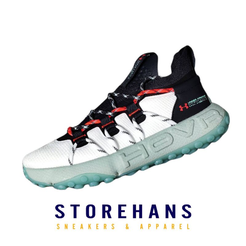 SEPATU UA HOVR SUMMIT FAT TIRE MICHELIN WHITE ENAMEL BLUE BLACK