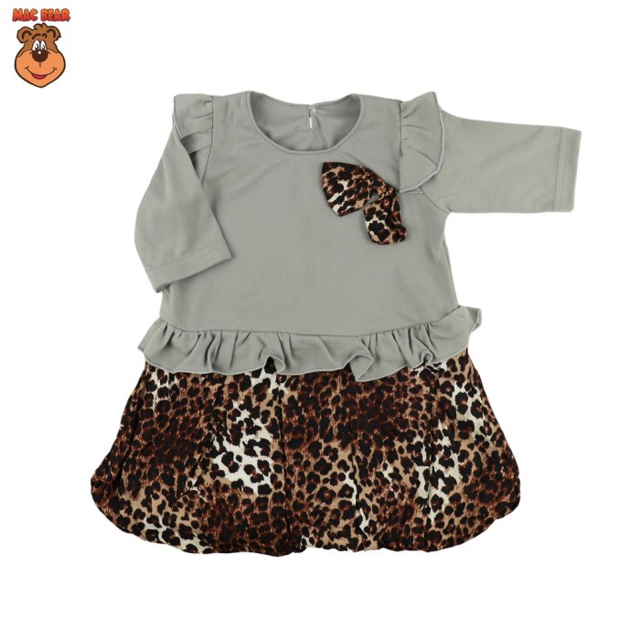MacBee Baju Anak Perempuan Dress Anak Princess Belen Leopard - Coklat, Size 1