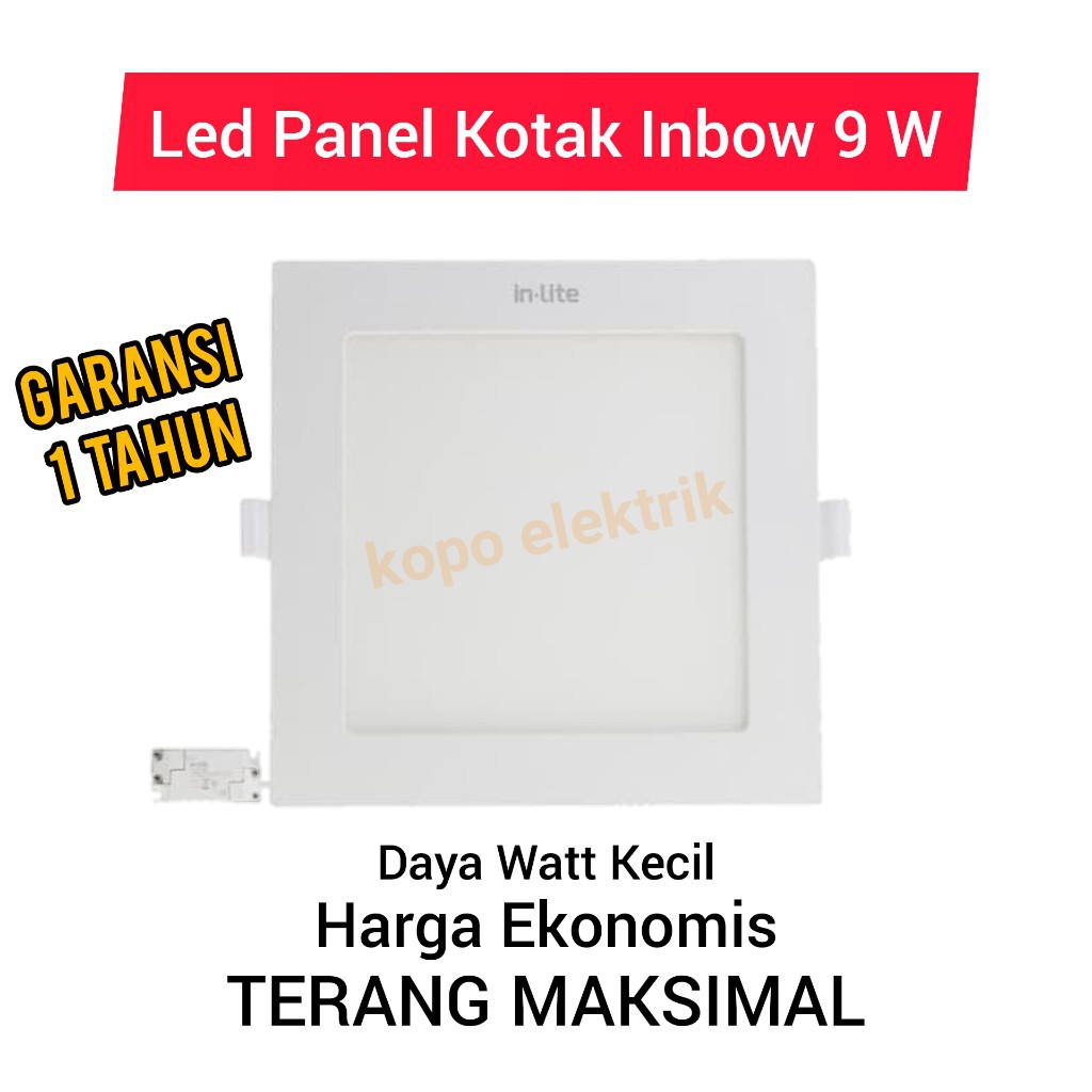 (BERGARANSI 1 TAHUN) INLITE Downlight Led Panel 9 Watt KOTAK 9w