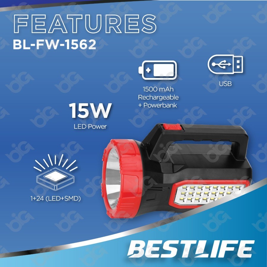 Bestlife Senter Besar BL-FW-1562 15W+24 SMD LED
