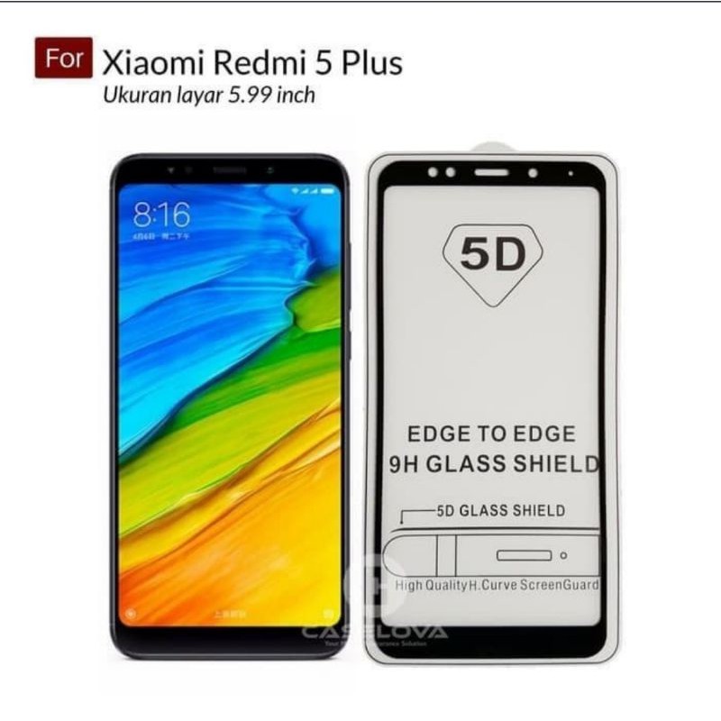 For Xiaomi Redmi 5 Plus Tempered Glass Full Layar Anti Gores Kaca