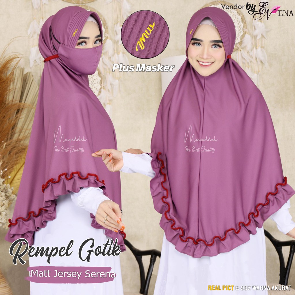 Khimar Instan Rempel Gotik / Jilbab Masker Jumbo Jersey / Jilbab Pet Termurah ( Rempel Gotik)