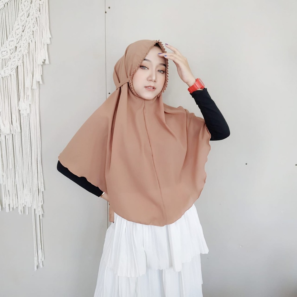 Hijab instan Sarah Lipit Jilbab Instan Bergo Sarah Lipiit Kerudung Instan Premium Diamond-SARAH MOCCA